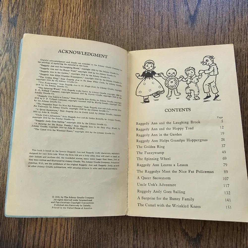 RAGGEDY ANN STORIES TO READ ALOUD BY  JOHNNY GRUELLE WONDER BOOKS 1960 PAPERBACK